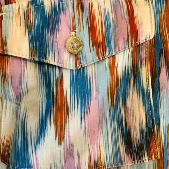 Eddie Bauer Blue IKAT Sleeveless Shirt Dress Small Boho Travel Summer Style - Picture 6 of 9